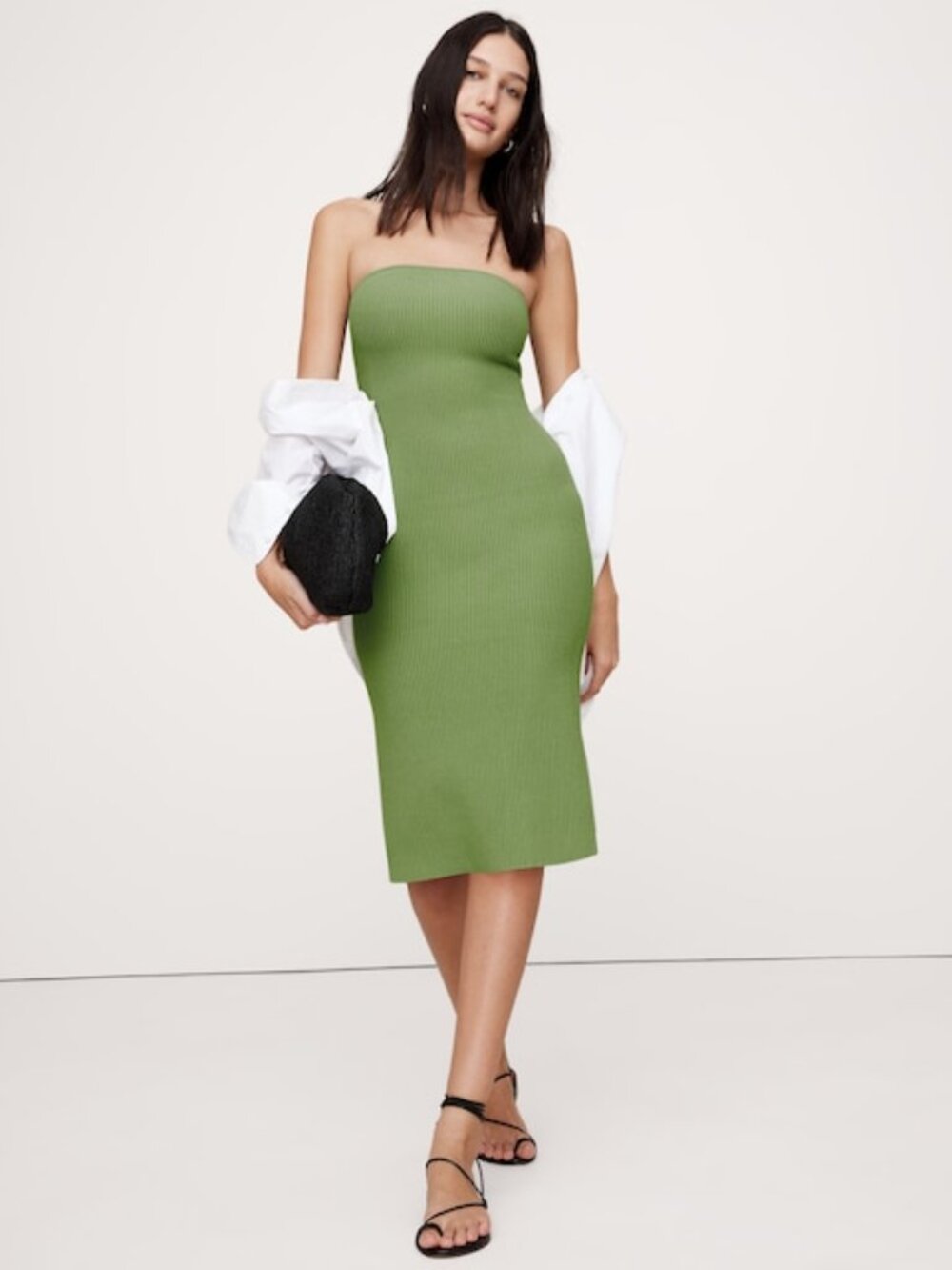 Banana Republic SCULPTED RIBBED STRAPLESS DRESS XS